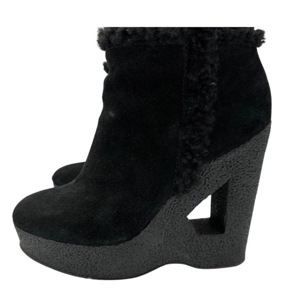 Michael Kors Knee High Suede &‎ Shearling Wedge Cutout Heel Boots - Picture 5 of 15